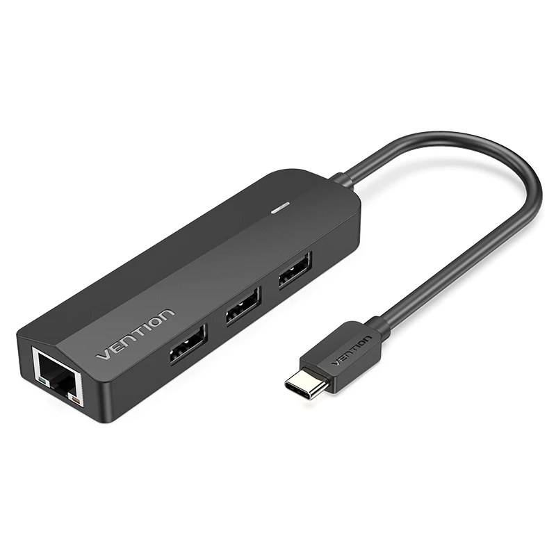 TGPBB Хаб Vention USB-C - 3xUSB 3.0+RJ45+Micro-B, длина: 0.15м, цвет: черный