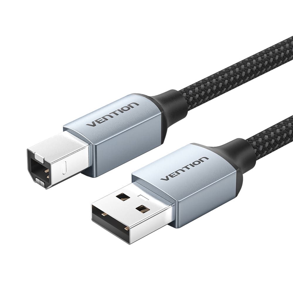 CTTHH Кабель Cotton Braided USB 2.0 A Male - USB-B Male 2M Gray Aluminum Alloy Type