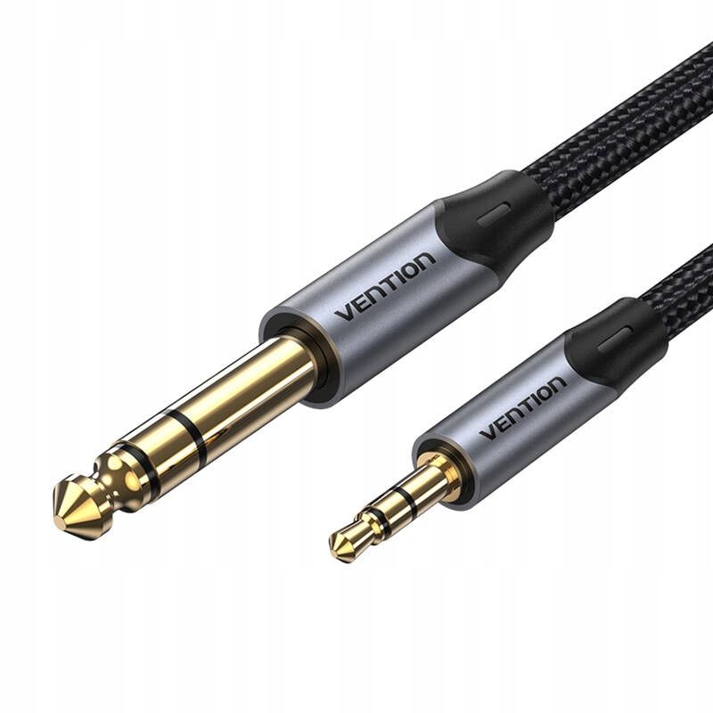 BAUHF Кабель Cotton Braided 3.5mm TRS Male to 6.35mm Male Audio Cable 1M Gray Aluminum Alloy Type