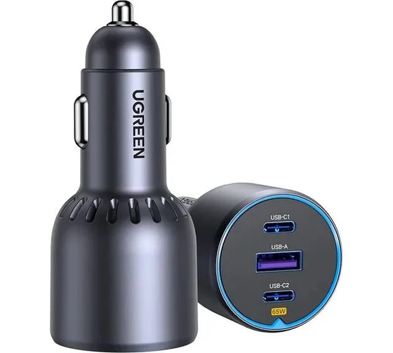 35024 Автомобильное зарядное устройство UGREEN EC703 75W 2*USB-C PD 3.0&USB-A w/o Cable Fast Car Charger. Цвет: серый