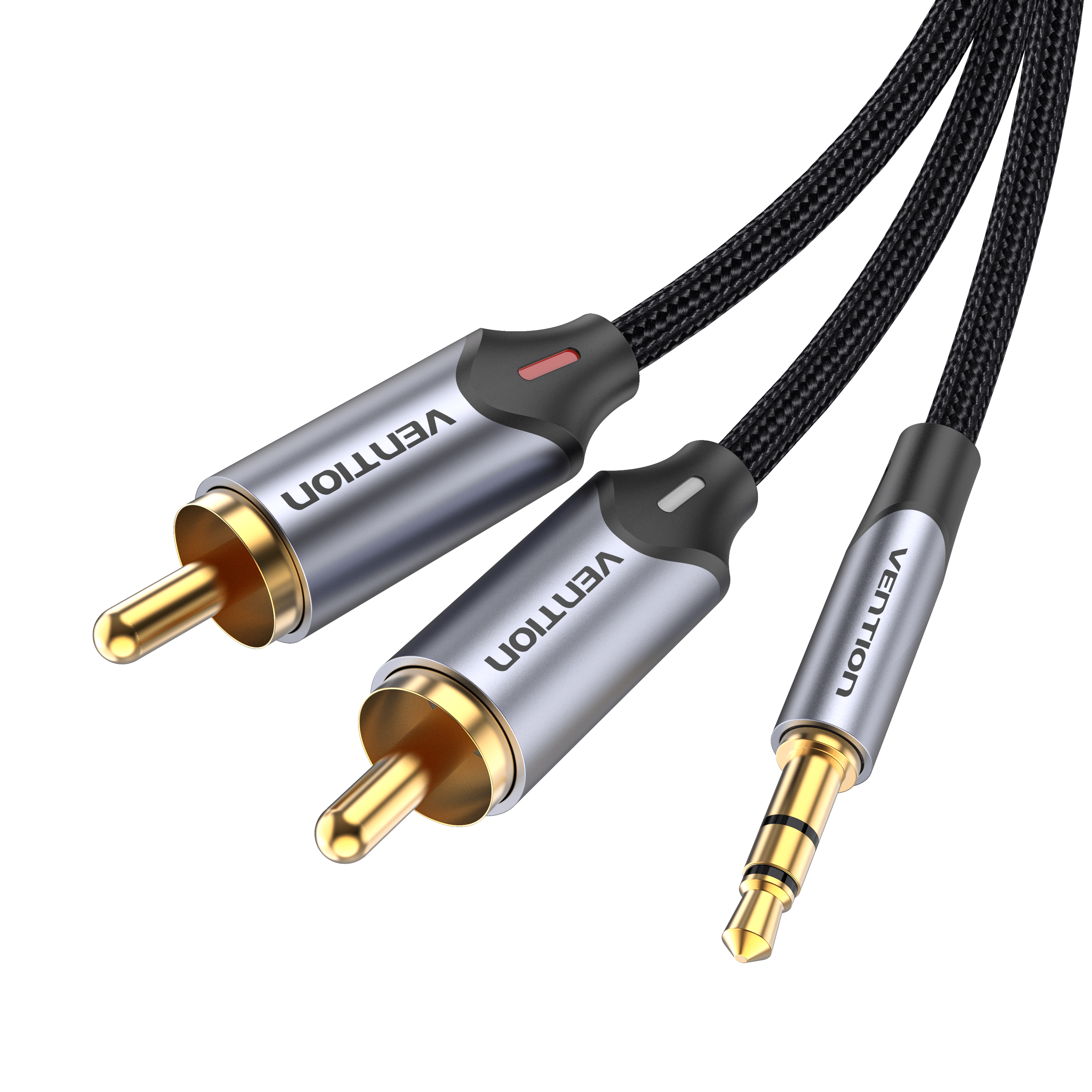 BCNBD Кабель 3.5MM Male - 2-Male RCA Adapter Cable 0.5M Gray Aluminum Alloy Type