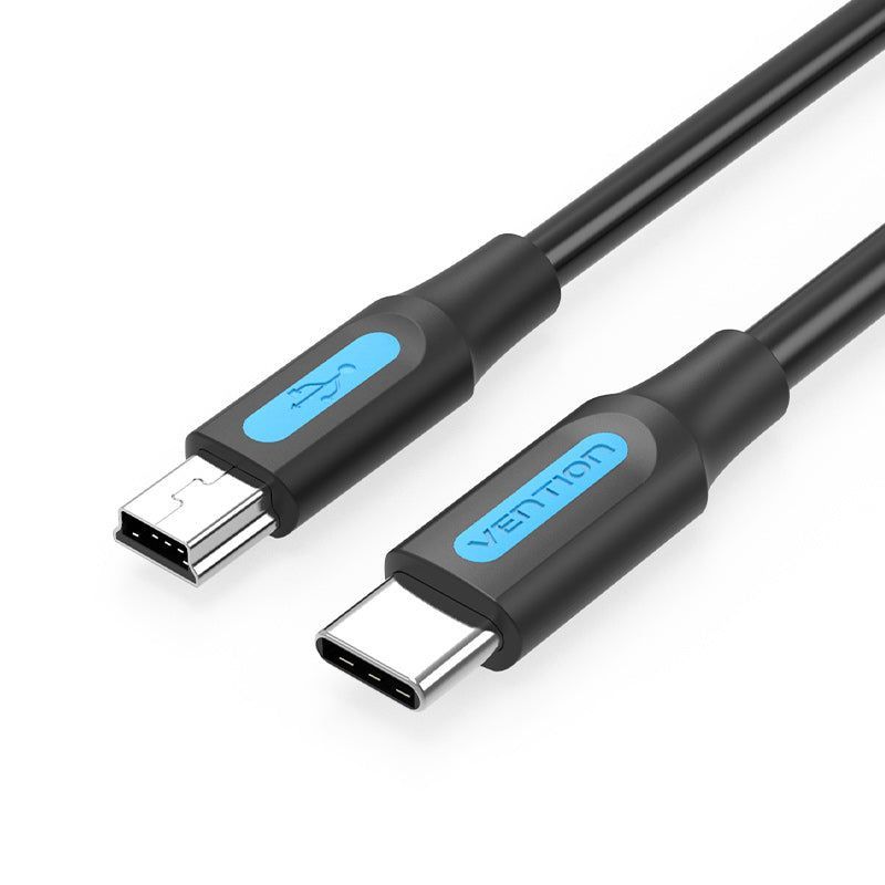 COWBG Кабель USB 2.0 C Male to Mini-B Male 2A Cable 1.5M Black