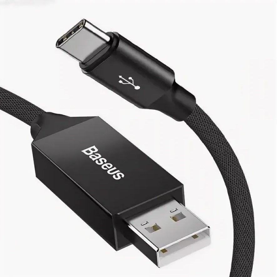 CATYW-B01 Кабель Baseus Artistic Striped USB - USB-C 3A, оплетка, цвет: черный, 5M