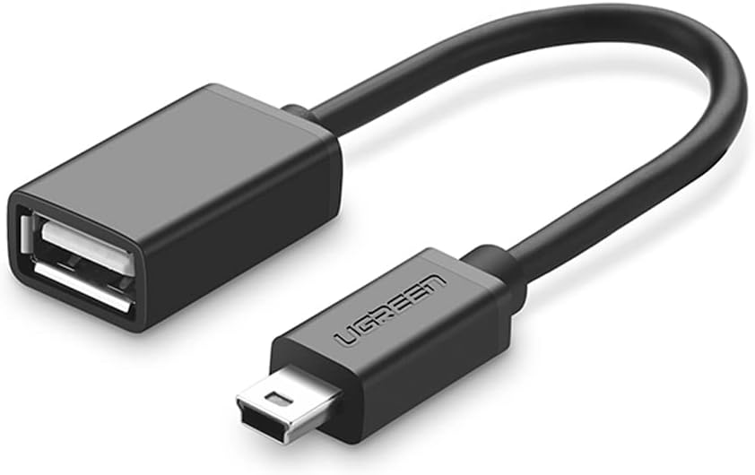 10383 Кабель UGREEN US249 Mini USB 5Pin Male To USB 2.0 A Female OTG Cable. Длина 10 см. Цвет: черный