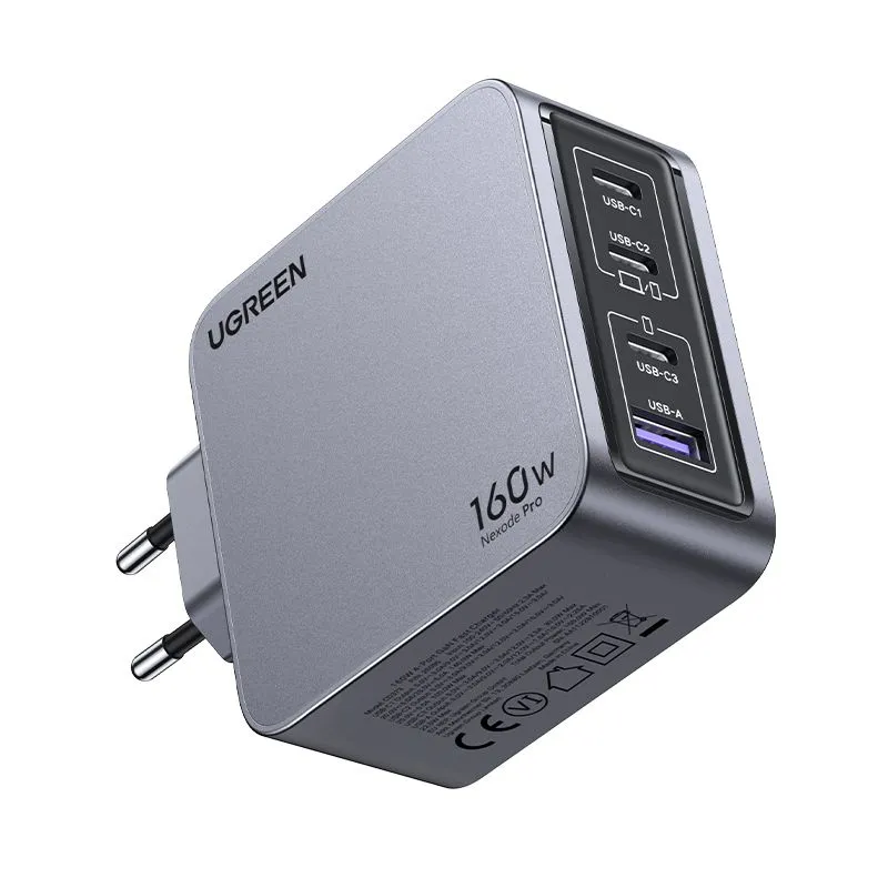 25877 UGREEN X763 Зарядное устройство, USB-A+3*USB-C GaN с кабелем 1M 160W