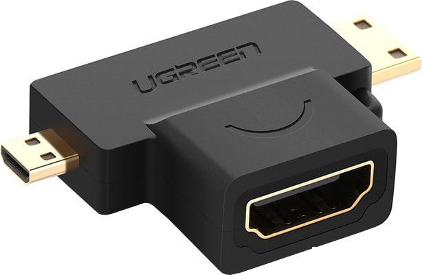 20144 Переходник UGREEN HD129 Micro HDMI+ Mini HDMI (female) to HDMI (female). Цвет - черный. от prem.by 