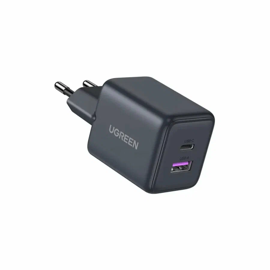 55539 Сетевое зарядное устройство UGREEN X516 30W 2-Port USB-C&USB-A GaN . Цвет: серый