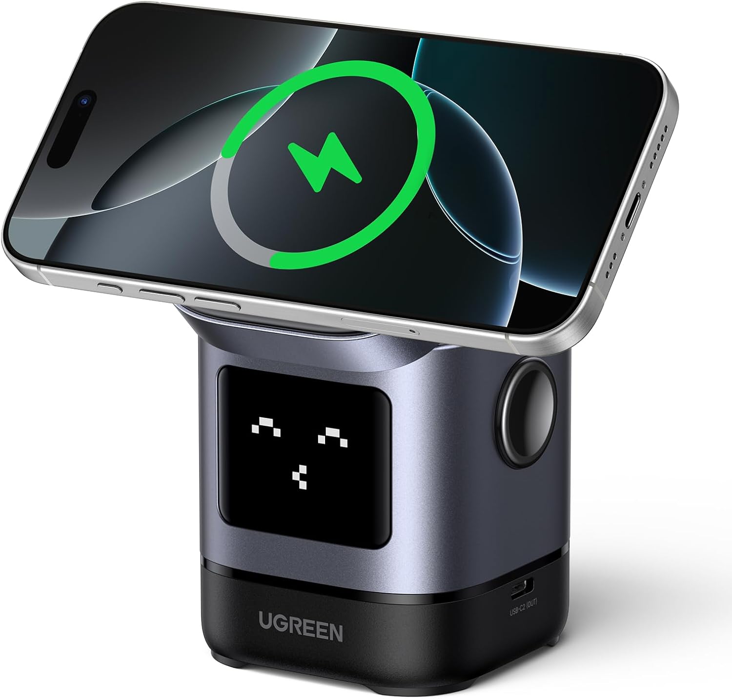 45775 Беспроводное зарядное устройство UGREEN W709 20W с кабелем USB-C-USB-C 1м. Цвет: серый