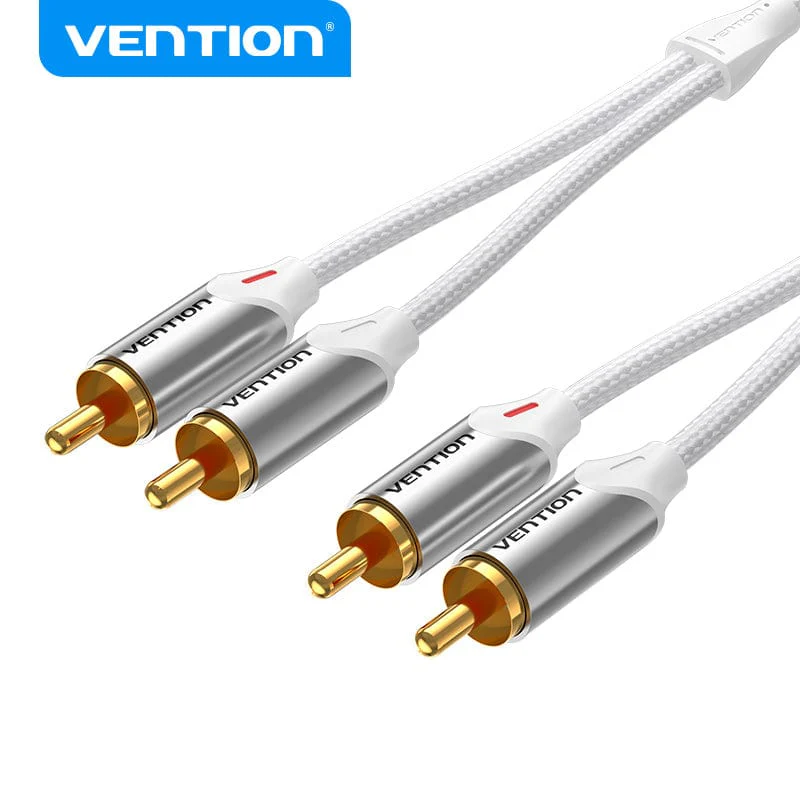 BCQIL Кабель Cotton Braided 2RCA Male to Male Audio Cable 10M Silver Aluminum Alloy Type