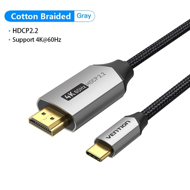 CRBBG Кабель Type-C - HDMI Vention длина: 1.5м, цвет: черный