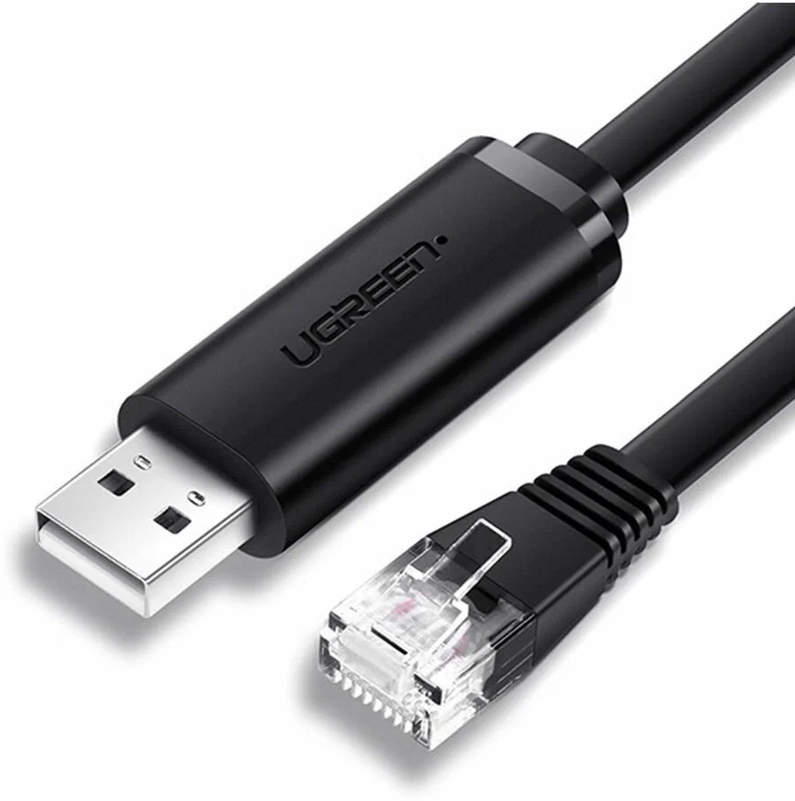 60813 Кабель UGREEN CM204 USB-A to RJ45 Console Cable. Длина: 3м Цвет: черный