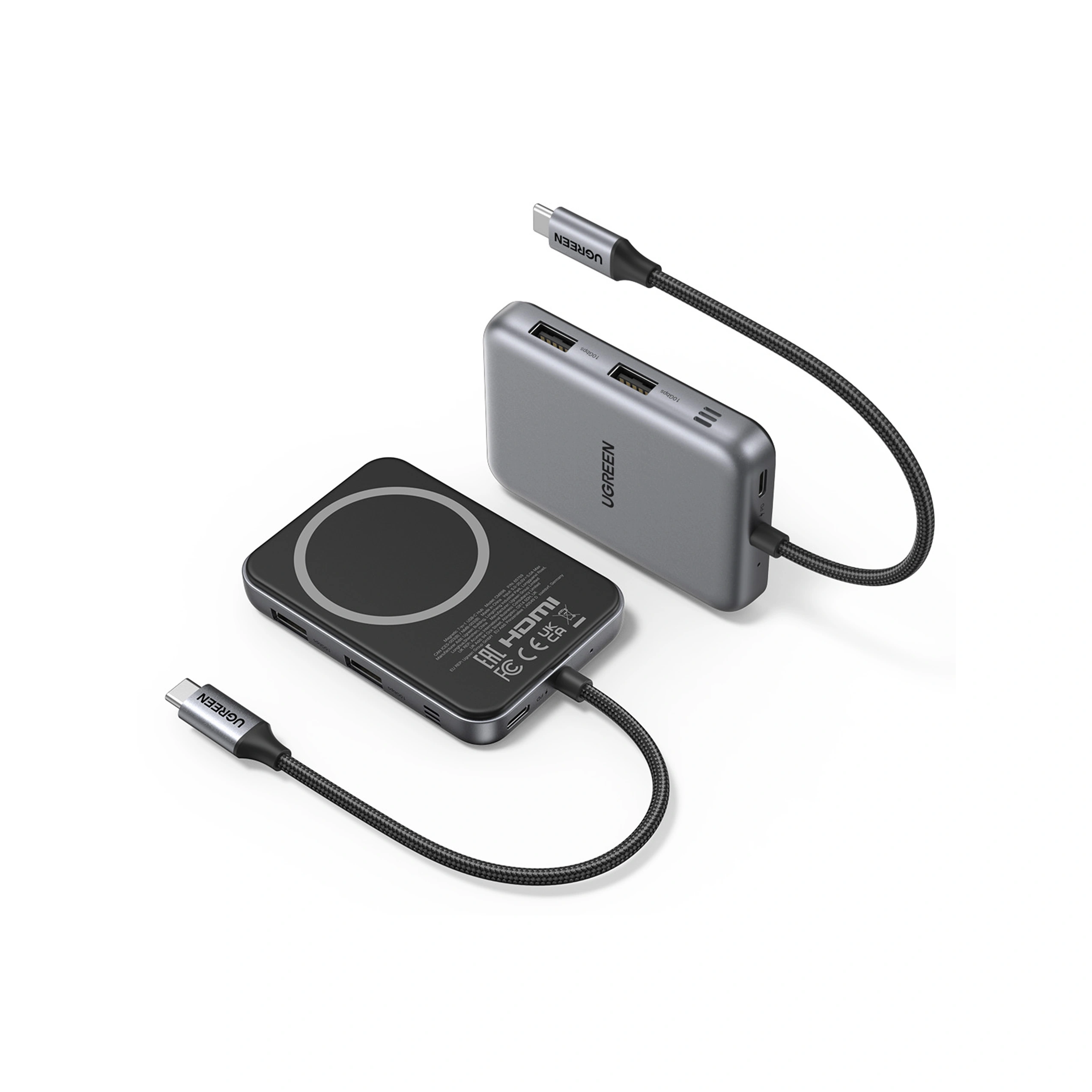 65759 Хаб 7-в-1 UGREEN CM896 7-in-1 4K@60Hz Magnetic Multifunctional USB-C Hub. Цвет: серый космос