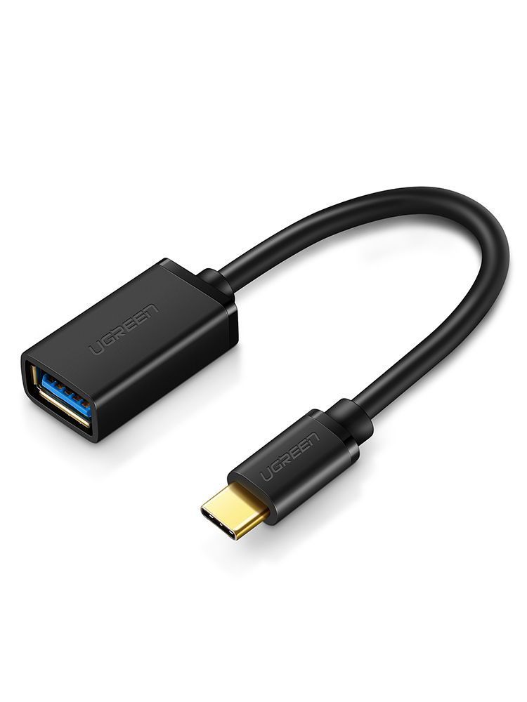 30701 Адаптер OTG UGREEN US154 Type-C - USB 3.0. Цвет - черный. Длина 12см.