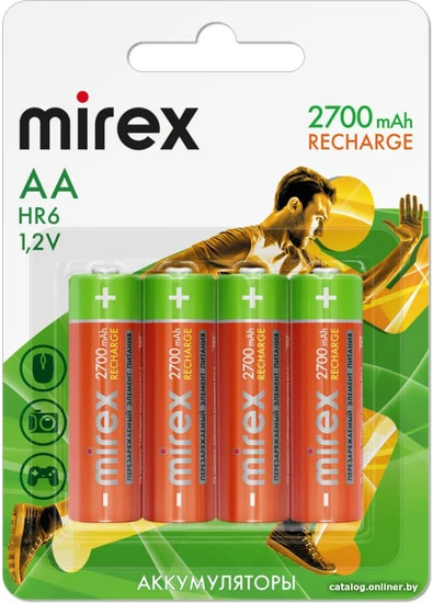 Аккумуляторы Mirex AA 2700mAh (4шт) 23702-HR6-27-E4