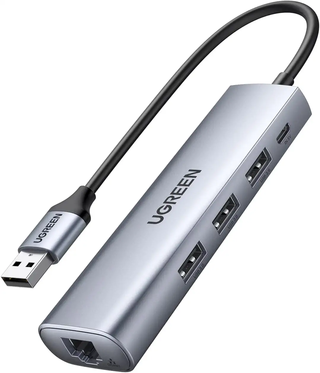 60812 Конвертер UGREEN CM266 USB 3.0 - 3*USB 3.0, LAN (1Gbit), Micro USB
