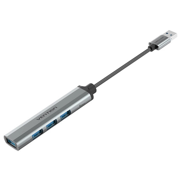 CKPHB USB-хаб Vention USB-4x USB 3.0 5 Гбит/с USB-A металлический 0.15 м серый