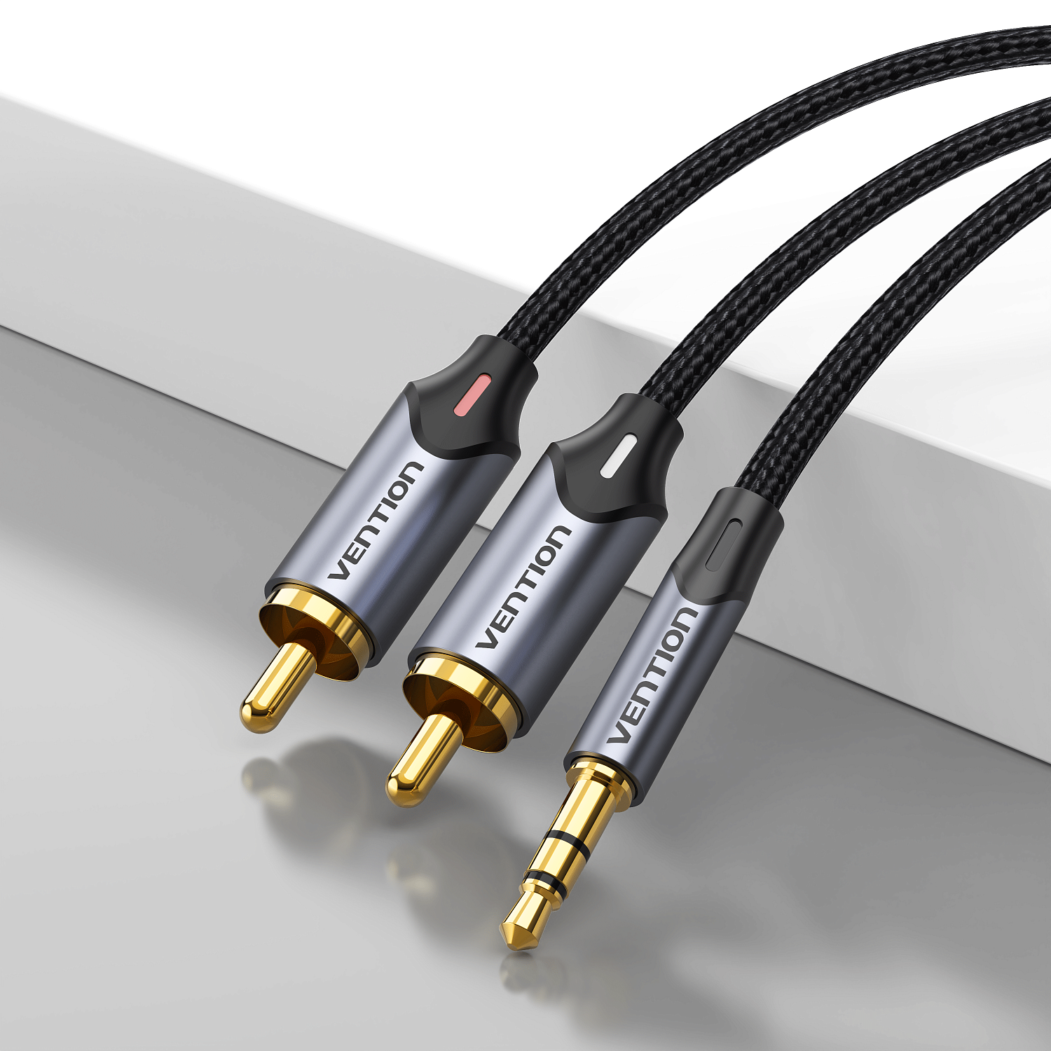 BCNBJ Кабель 3.5MM Male - 2-Male RCA Adapter Cable 5M Gray Aluminum Alloy Type