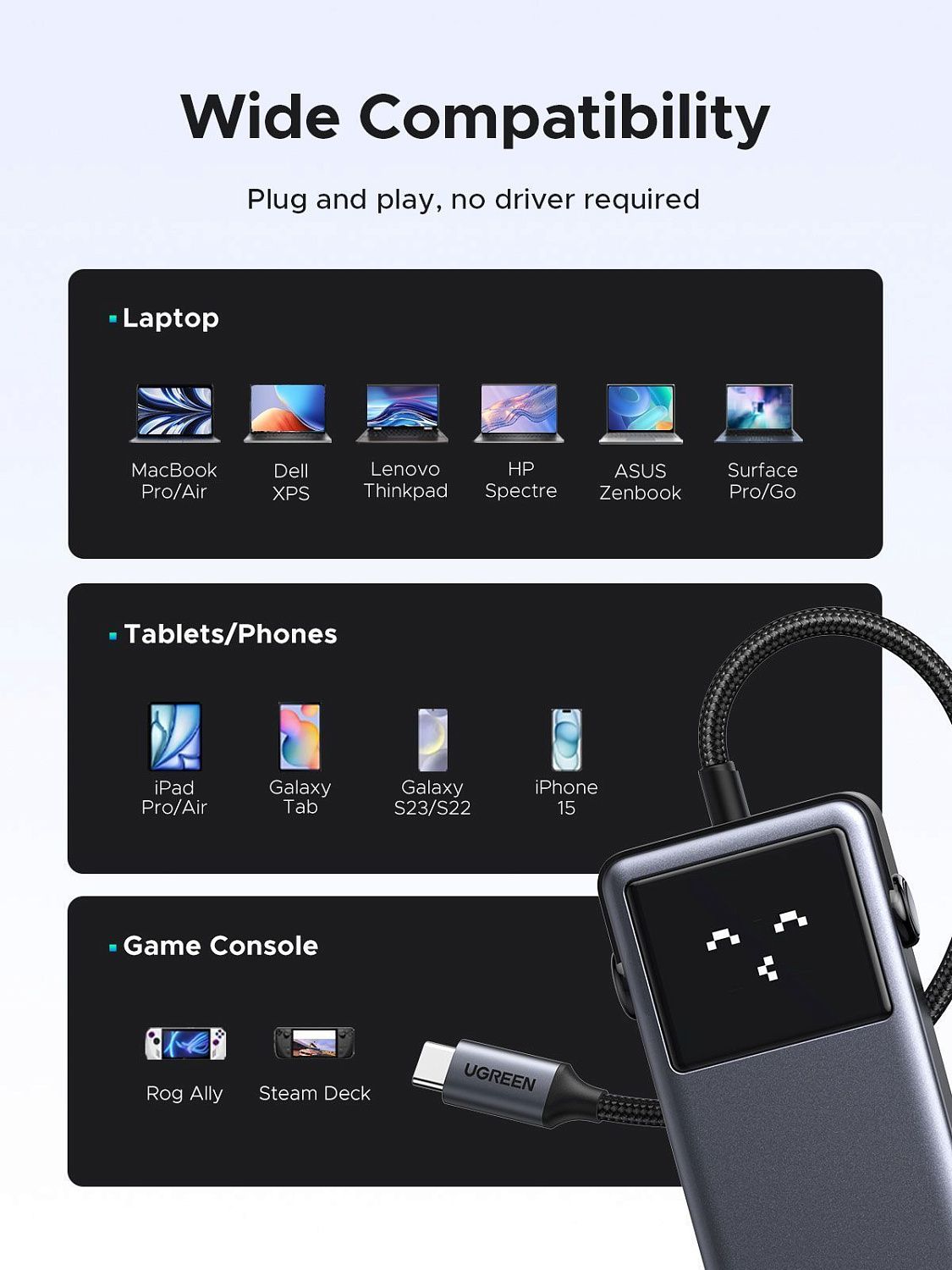 75179 Хаб UGREEN CM889 7-in-1 USB-C Hub With 1*HDMI&3*USB-A&USB-C PD&SD&microSD. Цвет: серый космос