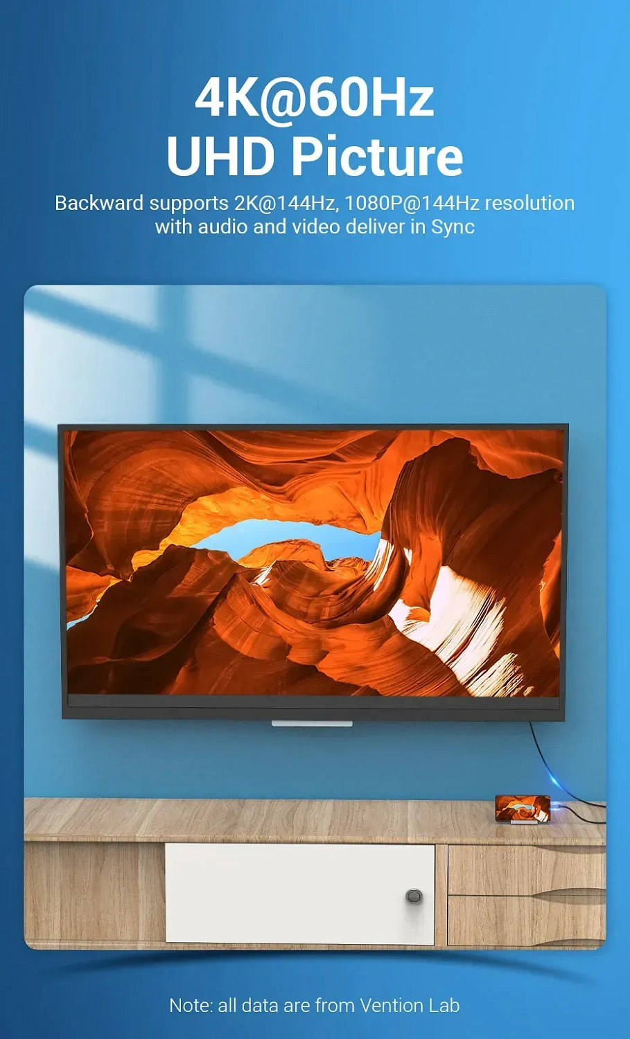 CGZBF Кабель USB-C to DP Vention 1M Black