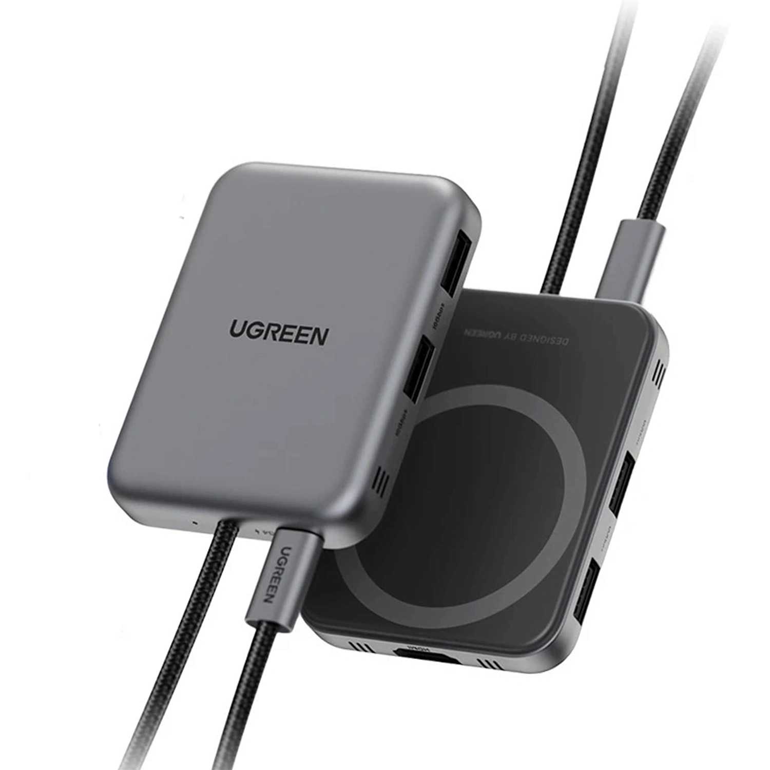 65759 Хаб 7-в-1 UGREEN CM896 7-in-1 4K@60Hz Magnetic Multifunctional USB-C Hub. Цвет: серый космос