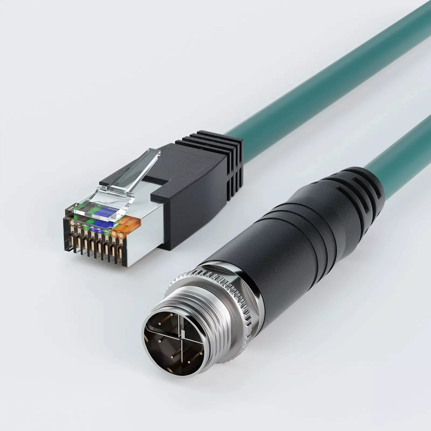 IAIGH Промышленный патч-корд M12 8 Pin X-Code Male to RJ45 Male 2M Green