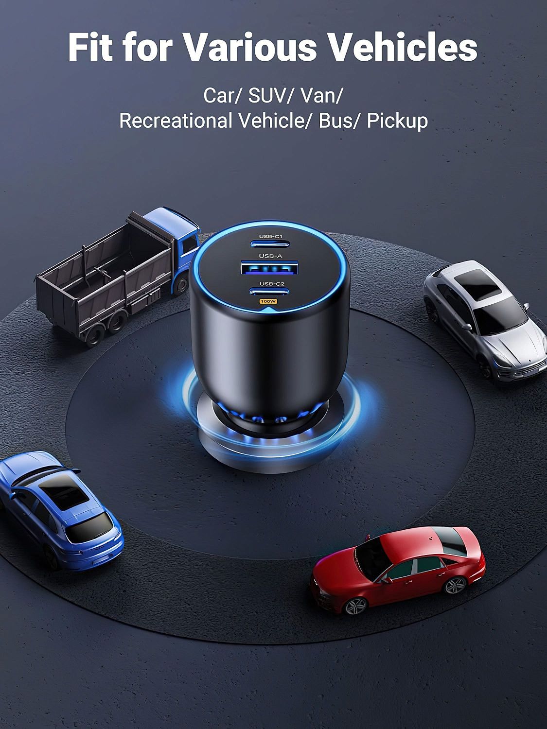 90413 Автомобильное зарядное устройство UGREEN CD293 2*USB-C PD+USB-A 130W