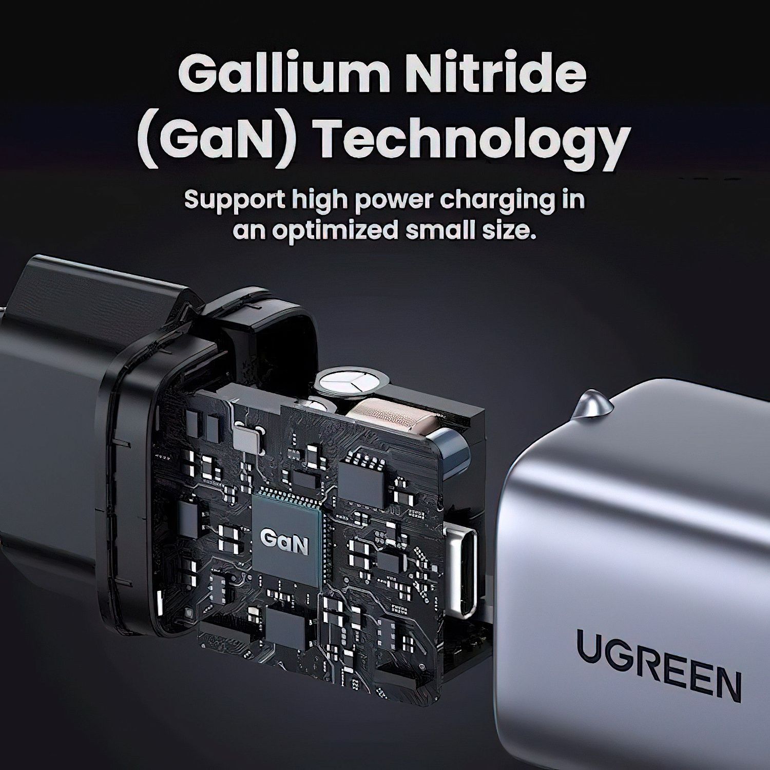 90666 UGREEN CD319 Зарядное устройство, Nexode Mini GaN, 1*USB-C 30W, Space Gray