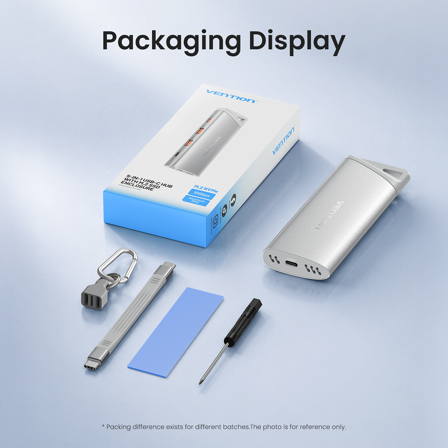 TNII0 Хаб Vention USB-C to USB 3.2 Gen 2-Ax2/USB 3.2 Gen 2-C/M.2 NVMe/PD SSD Enclosure Серебристый