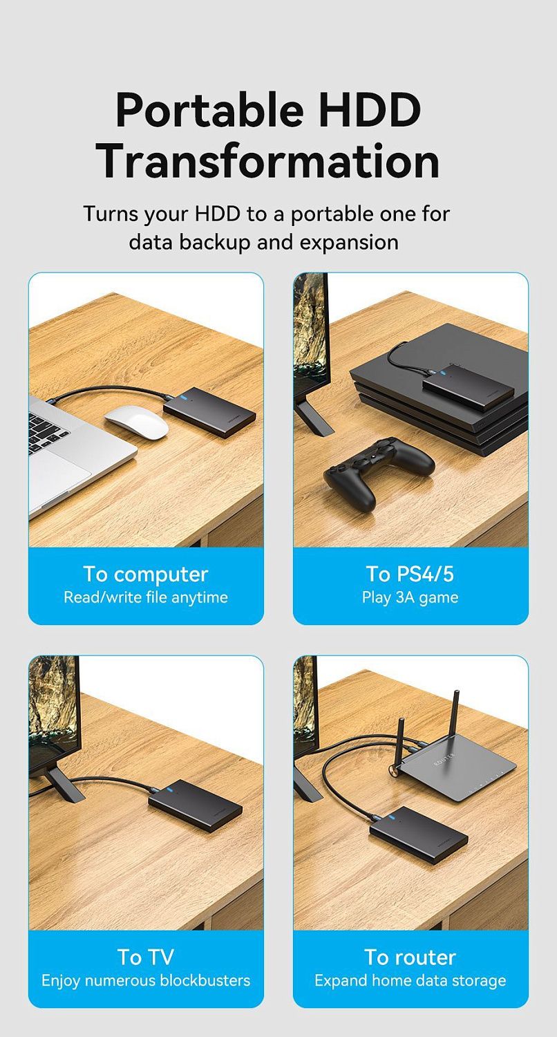 KPAB0 Бокс для диска 2.5 SATA Vention (USB 3.0 Micro-B), цвет: черный